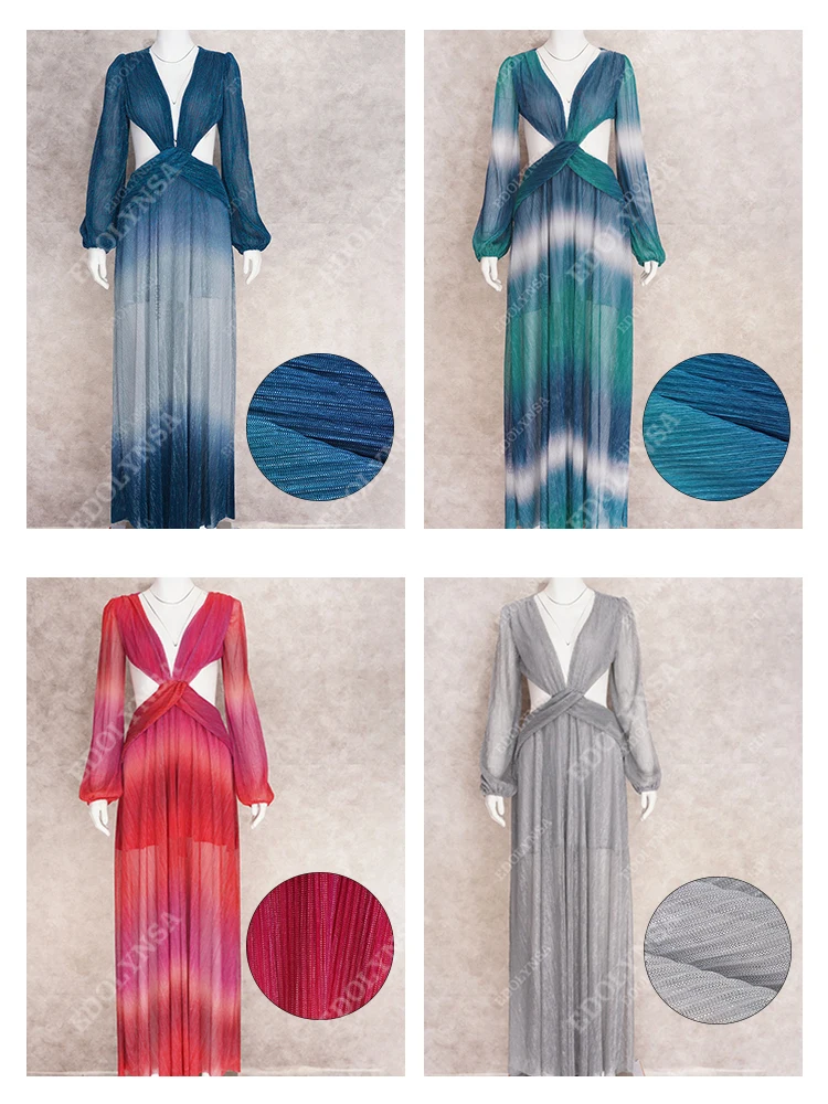 Женское платье с V-образным вырезом открытой спиной и длинным рукавом-фонариком |