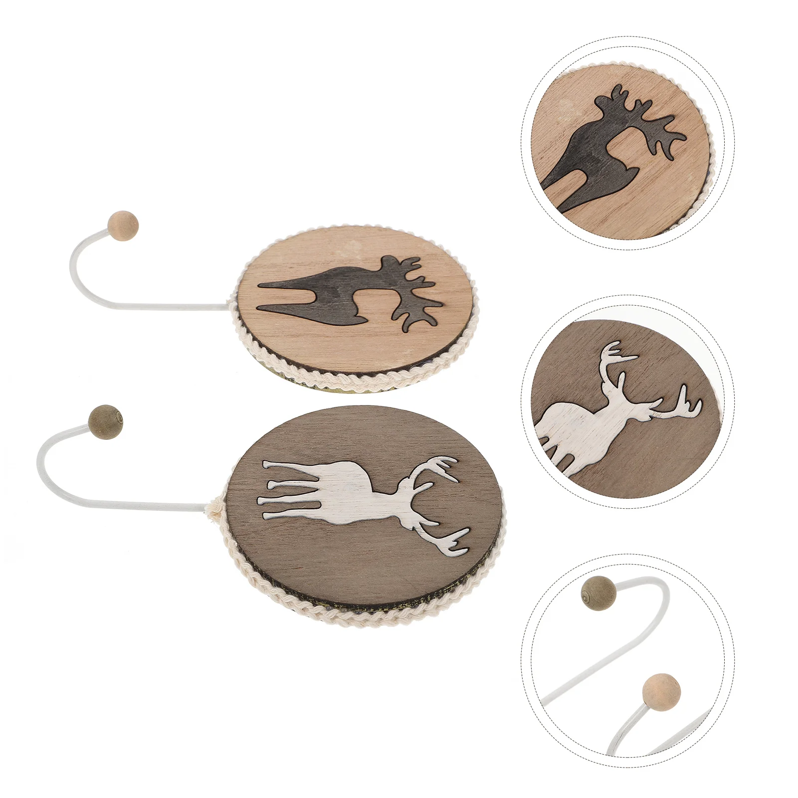 

2pcs Wooden Christmas Craft Hook Christmas Decorative Reindeer Sticking Hook