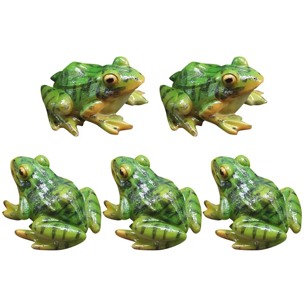 

5 Pcs Frog Statue Garden Ornaments Mini Frog Resin Animal Sculpture Indoor Outdoor Decor for Garden Patio Yard