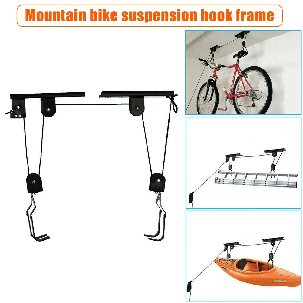 

Bike Bicycle Lift Ceiling Mounted Hoist Storage Garage Hanger Rack Bicycle Ceiling Mountedarge Opening Hook Portable Lightweigh
