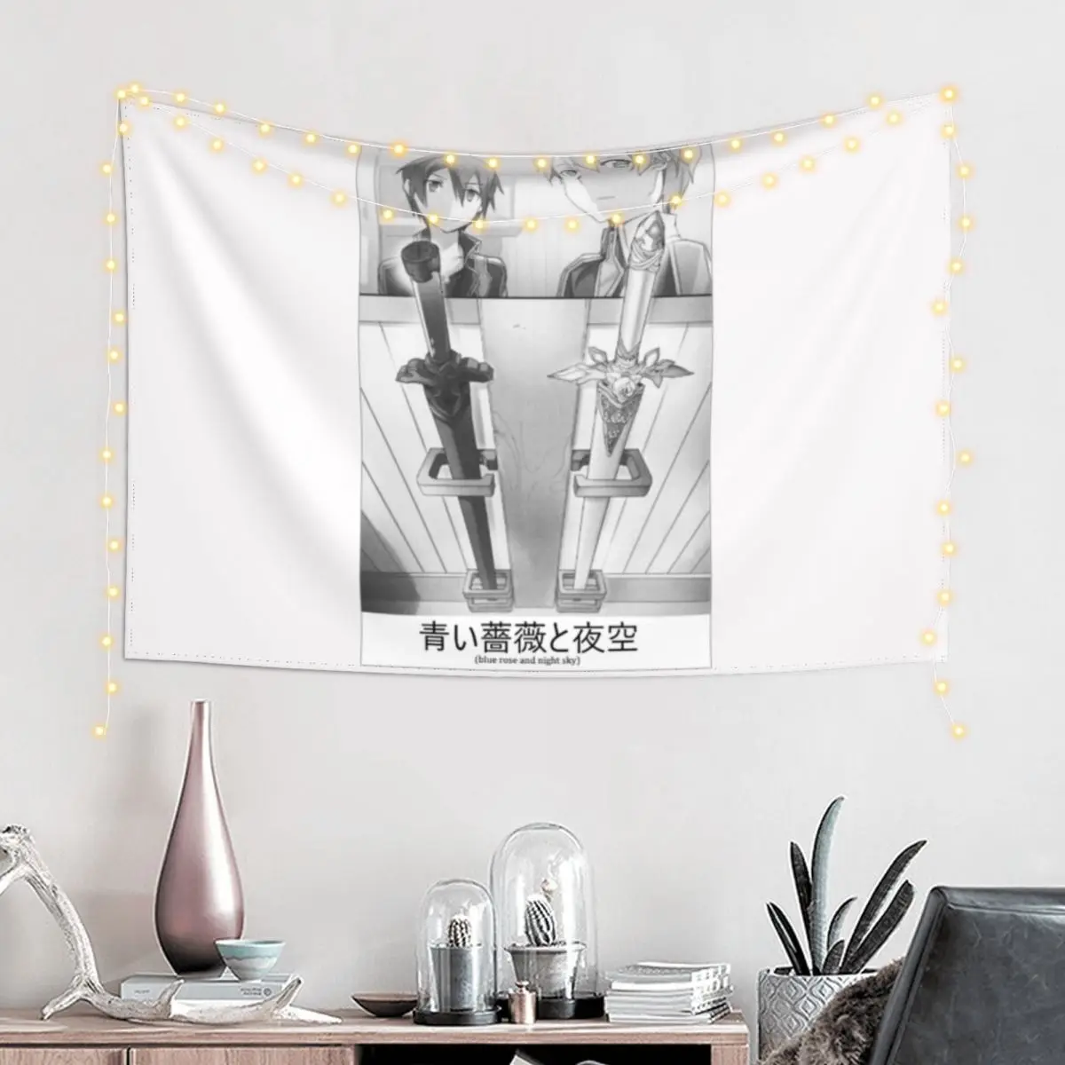 Sword Art Online: Alicization - Голубая роза и ночное небо Футболка с мечом Гобелен Настенный