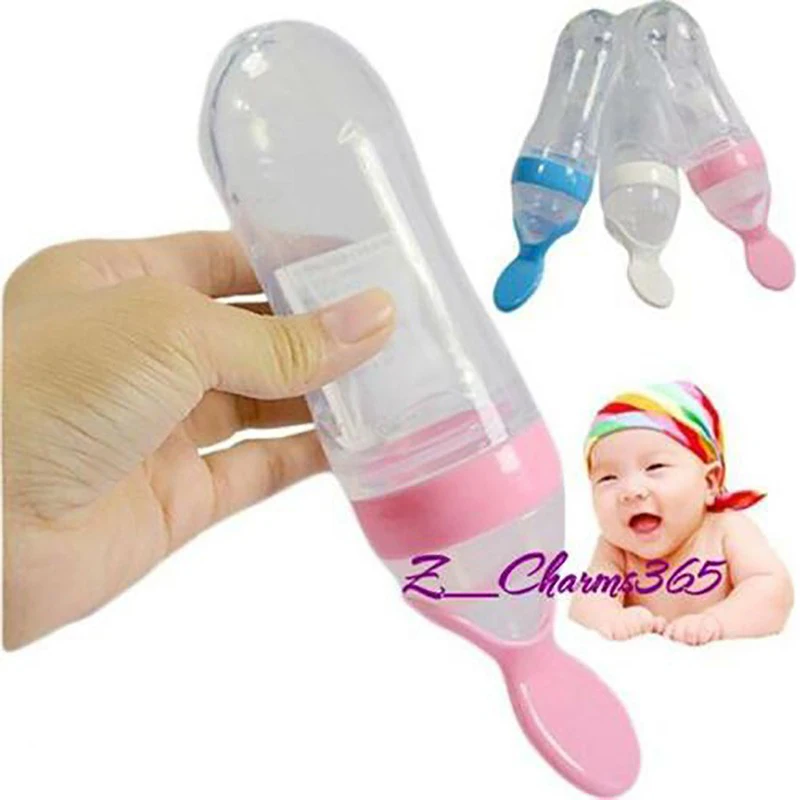 

90ML Safe Newborn Baby Feeding Bottle Toddler Silicone Squeeze Feeding Spoon Milk Bottle Baby Training Feeder Food Supplement