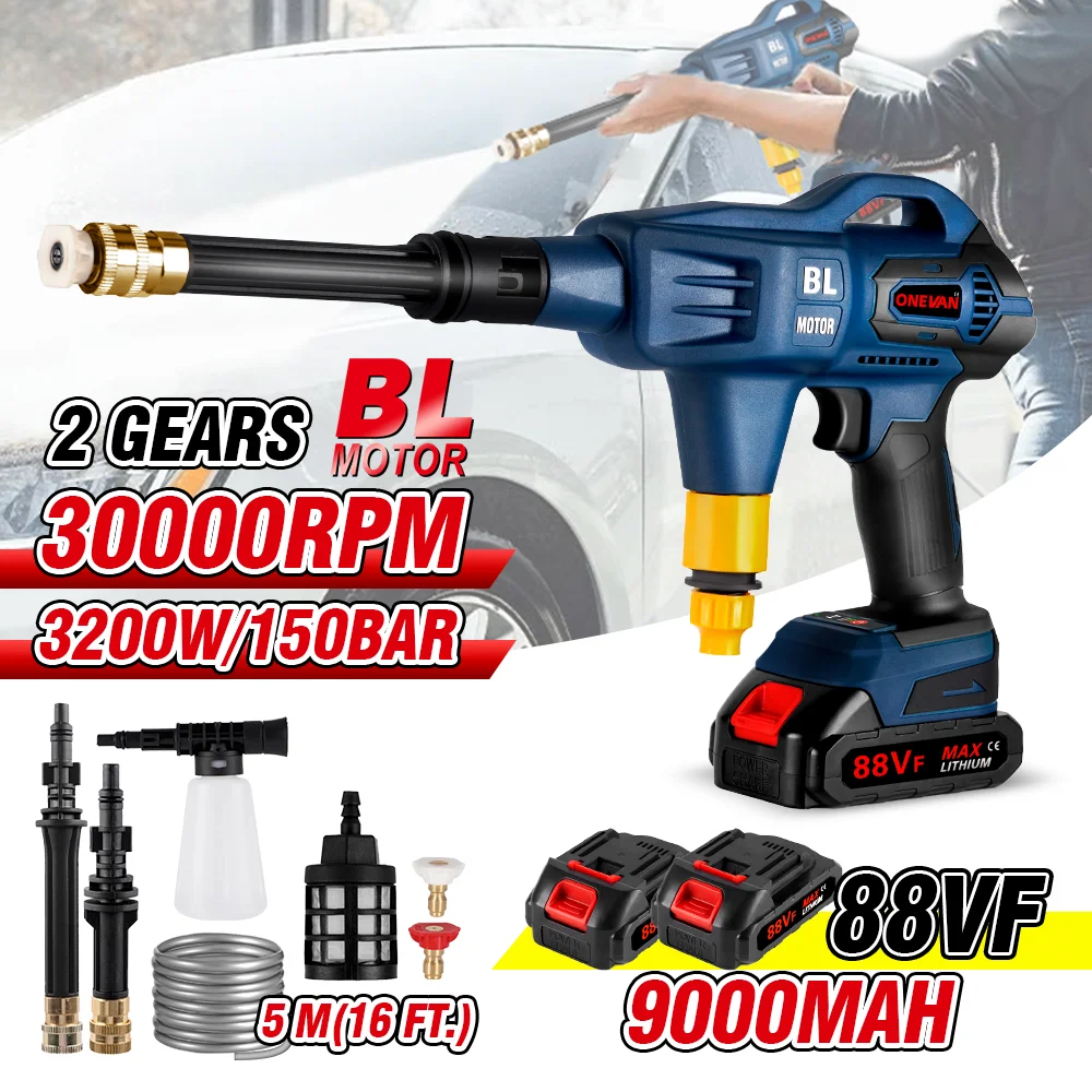 

150Bar Brushless Wireless High Pressure Car Washer 3200W Water Gun Spray Cleaner Car Washing Machine For Makita 18V Battery