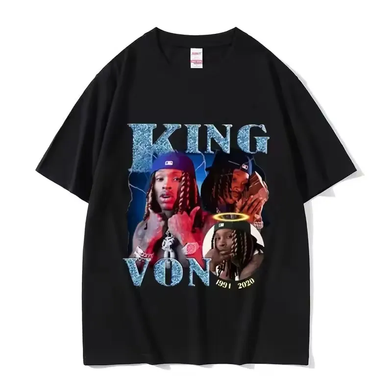 Фото Рэпер K-King Von графическая футболка мужская хип-хоп готическая мода футболки с короткими рукавами хлопковая футболка высокого качества уличная одежда №3