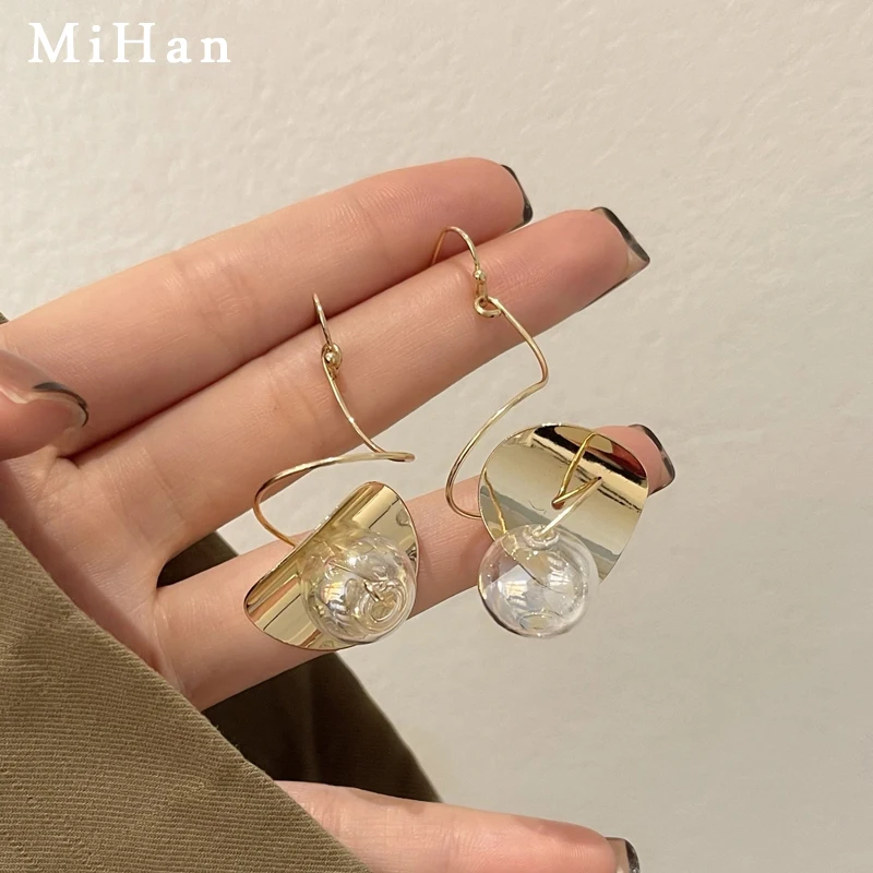 

Mihan Fashion Jewelry Crystal Ball Earrings 2022 New Trend Personality Gold Color Drop Earrings For Women Party Gifts