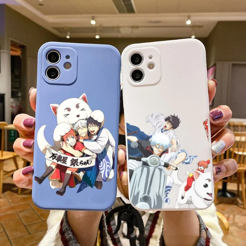 

Чехол для телефона с аниме Gintama для IPhone 14 11 12 13 Pro Max X XR XSMax 6 6S 7 8 Plus SE 2022, Мягкий Квадратный цветной чехол для телефона