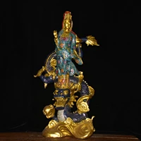 28 tibetan temple collection bronze cloisonne enamel guanyin bodhisattva ride a dragon lotus platform worship buddha town house