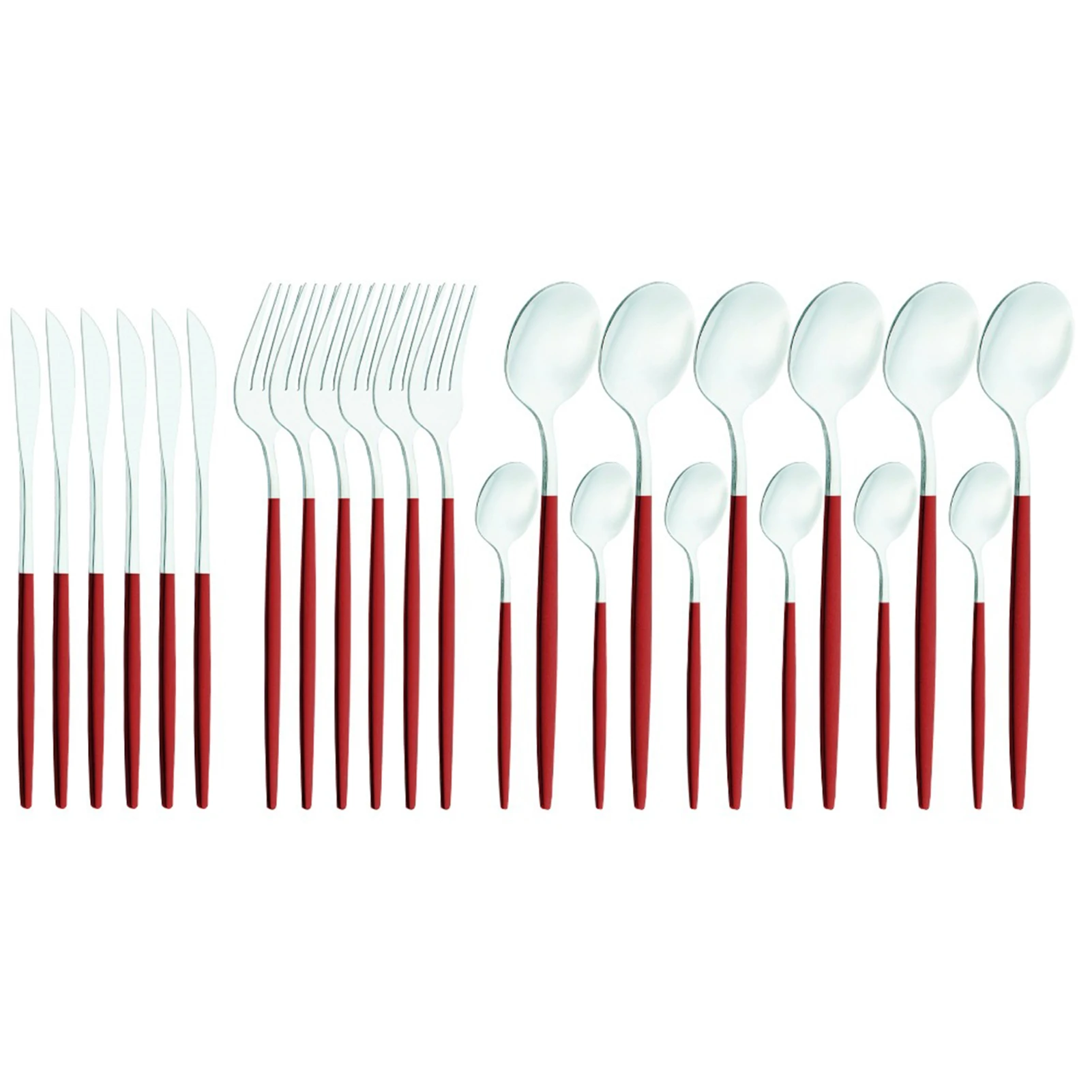 

24pcs Multifunction Stainless Steel Fork Spoon Restaurant Dinnerware Set Home Kitchen Dining Room Camping Teaspoon Tableware