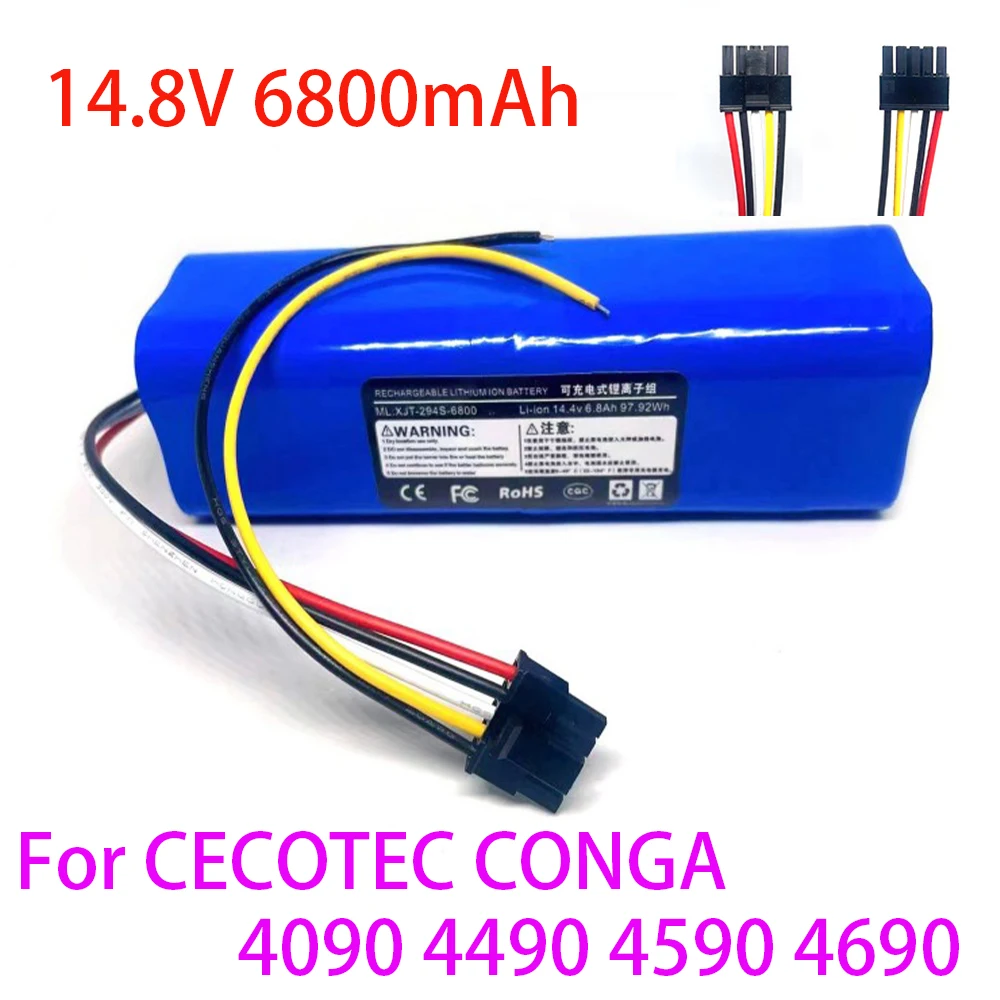 

14.8V 6800mAh 100% New CECOTEC CONGA 4090 4490 4690 4590 Mopping Robot Battery Pack Netease Intelligent Manufacturing NIT Model