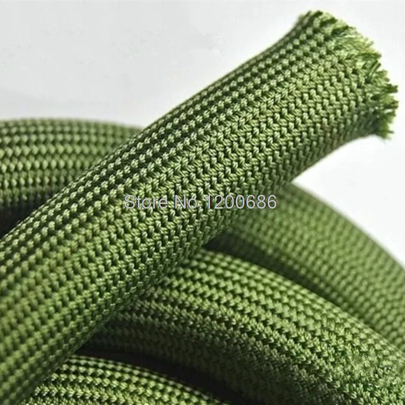 Купи 2M 18/20/22/25mm soft cotton Nylon Sleeve  Wire Cable Protecting Nylon Braided High Density wire protection army green за 186 рублей в магазине AliExpress