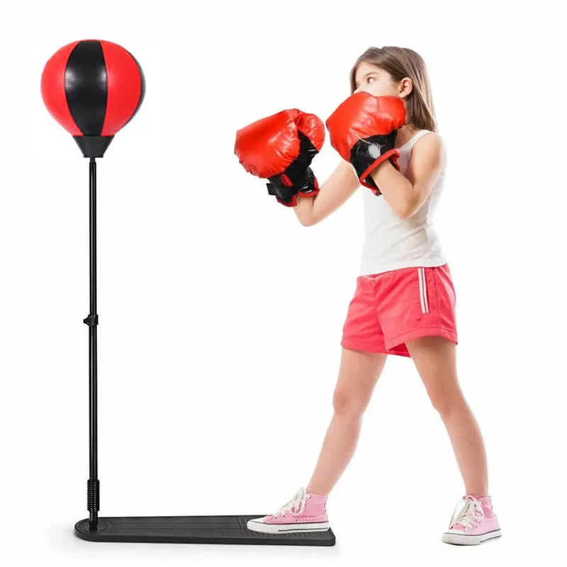 

Kids Punching Bag with Adjustable Stand and Boxing Gloves Boxing Training Equipment
