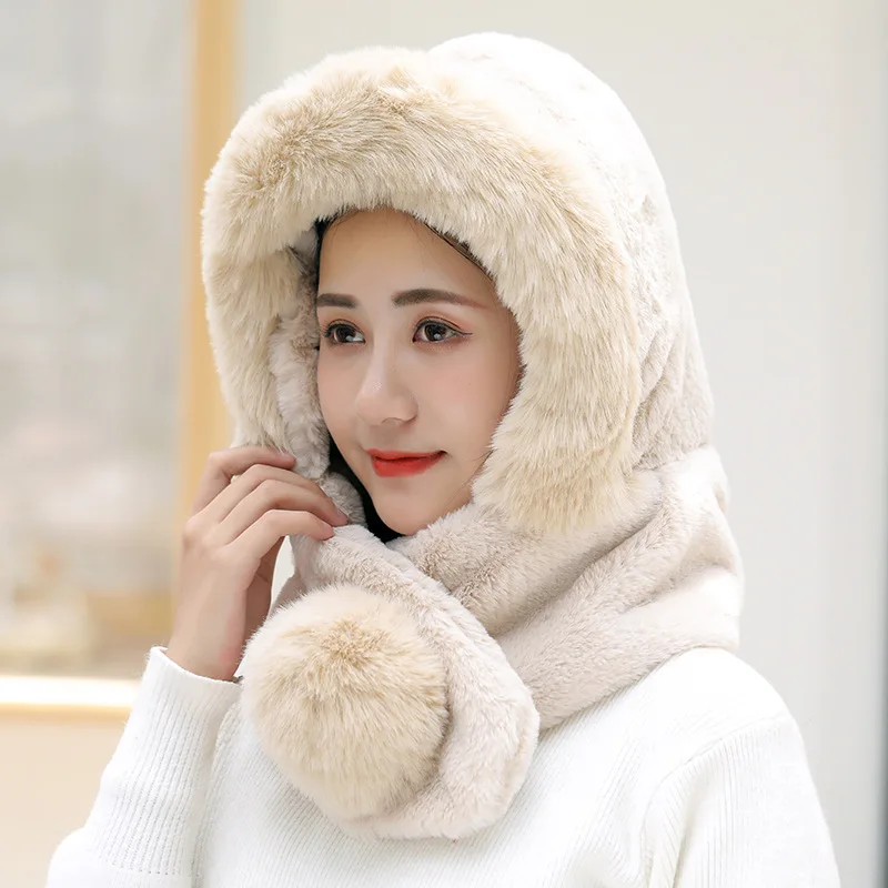 

Plush northeast of ms lei feng's cap add wool in winter to keep warm one cap riding earmuffs protective cap hair bulb hat