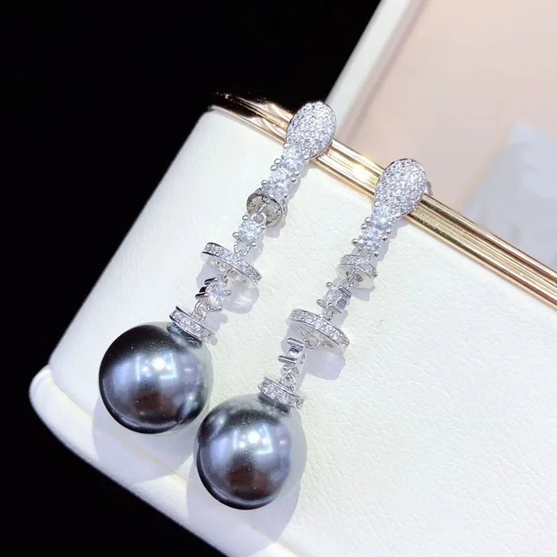 

Новинка, специальная цена, серьги с белым и черным жемчугом 11-12 мм, микро-инкрустация из циркония, женская модная бижутерия, серьги-капли воды