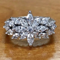 new 2022 geometric fashion alloy flower ring inlaid zircon jewelry for women girl gift wholesale