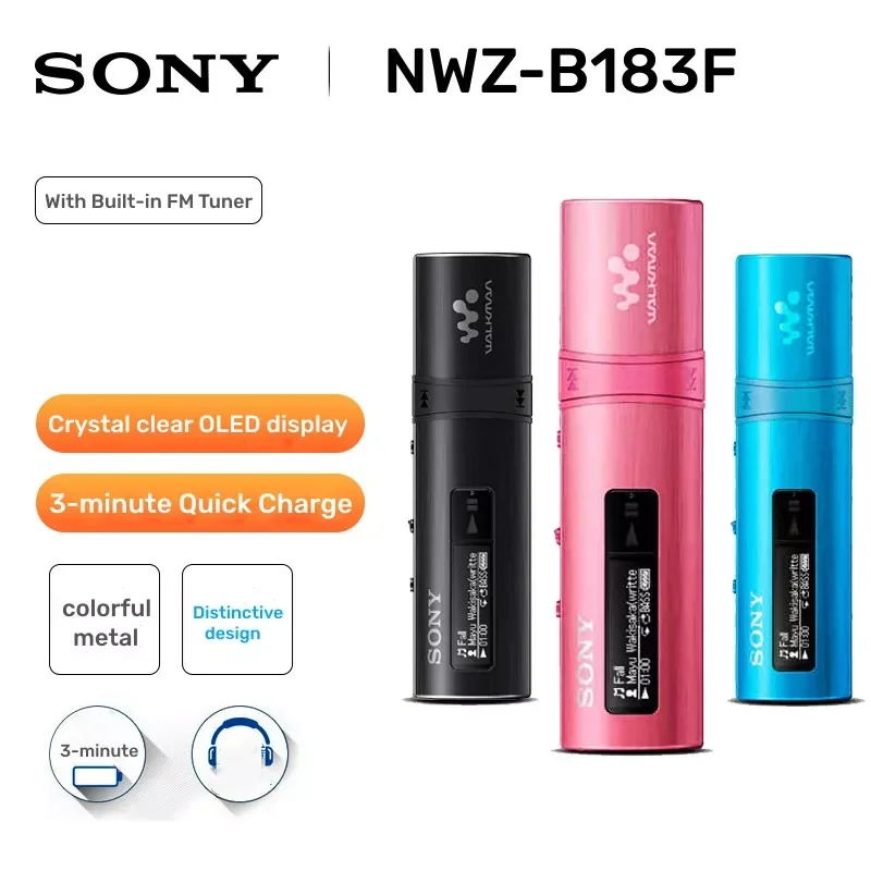 

NEW2023 new Sony NWZ-B183F B183F Flash MP3 Player with Built-in FM Tuner (4GB) - with headset