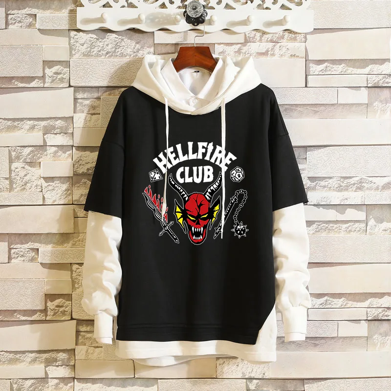 

Anime Stranger Things 4 Cartoon Hoodie Fake Two Piece Pullover Sportswear Men Women Hoodies Cosplay Outerwear