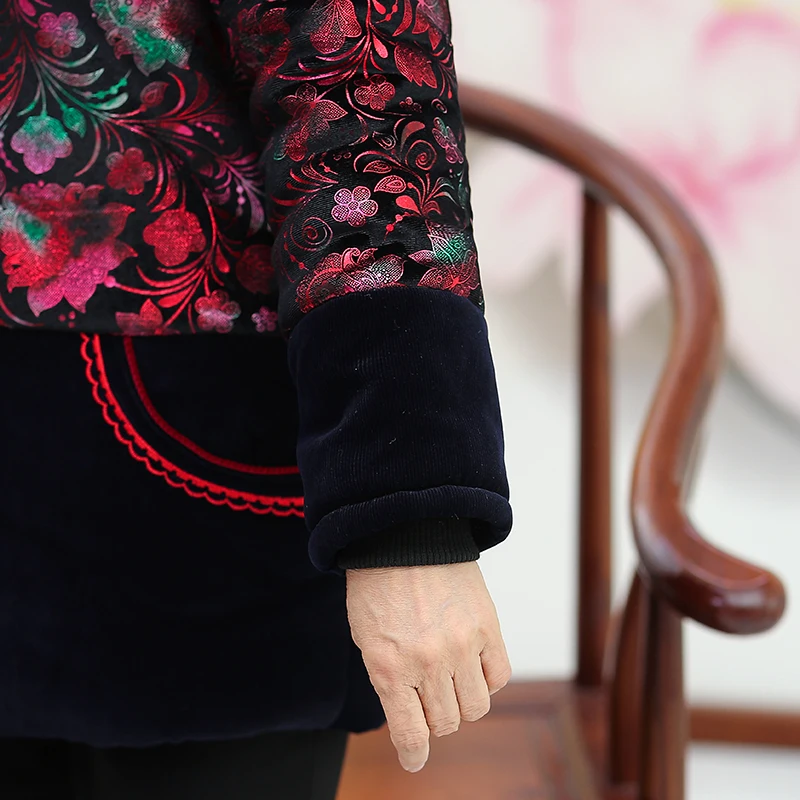 Winter Thicken Middle Aged Elderly Women Coat Hooded Fleece Grandma Cotton Jacket Warm Mid-Long Mother Parka XL-5XL