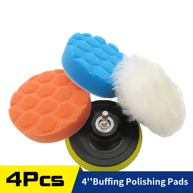 4 Pcs 4 Inch Polishing Pad Buffing Wool Sponge Pads 100mm fo