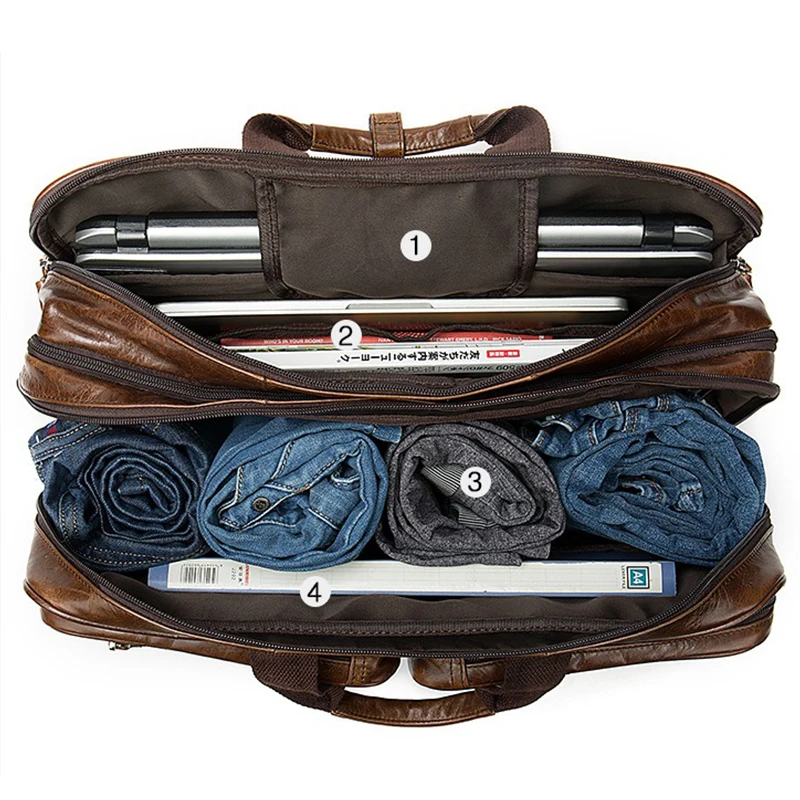 Multi-Function Fashion Genuine Leather men Shoulder Bag Leather Messenger Bag Men Crossbody Bag Tote Handbag Duffle Bag Weekend