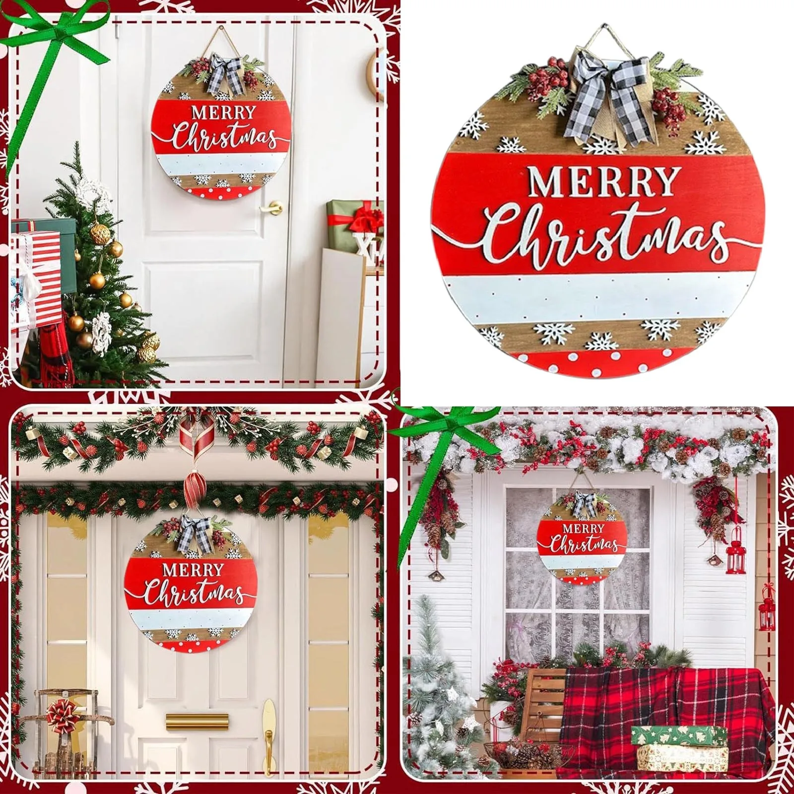 

Christmas Welcome Sign For Front Door Hanging Wooden Welcome Sign Christmas Decorations Winter Decor(11.8inch)