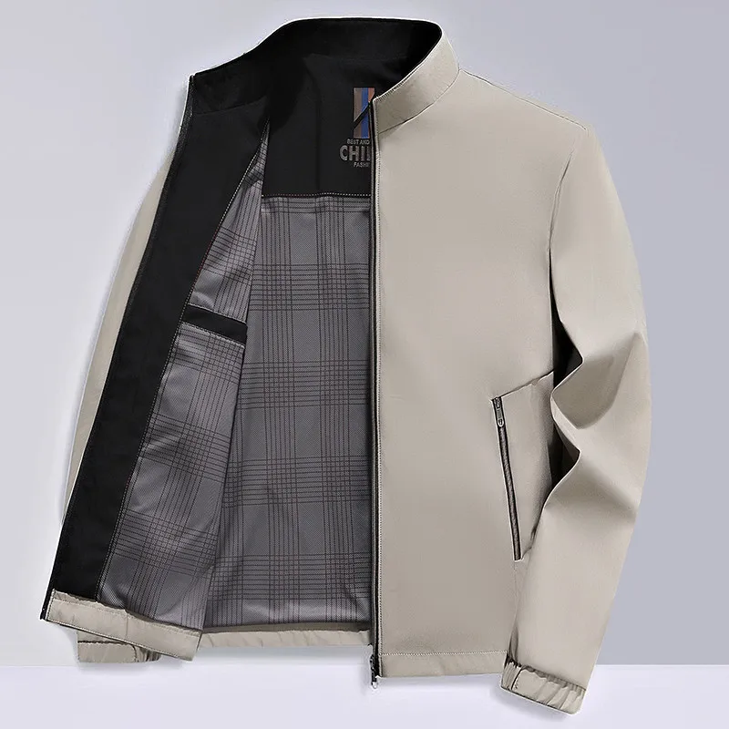 Новинка весна-осень 2024 модная трендовая однотонная куртка с воротником-стойкой