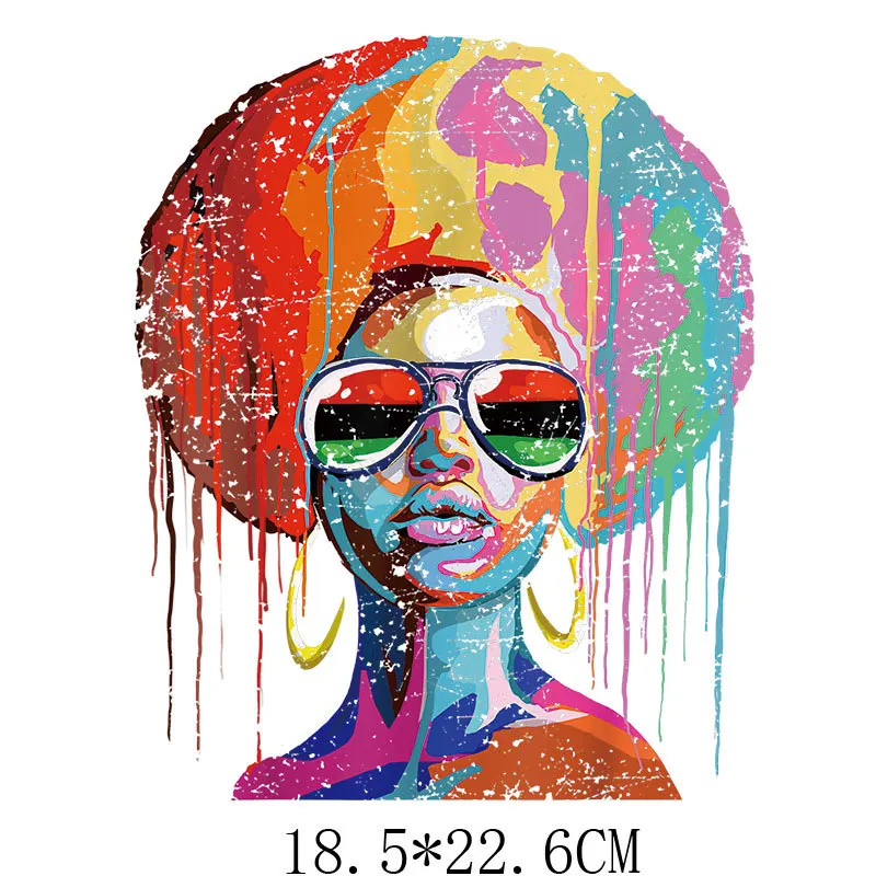 

Africa Black Girls Thermal Sticker Patches Iron On Transfer For Clothes Black Sisters Washable Patches A-level For Women Tshirt