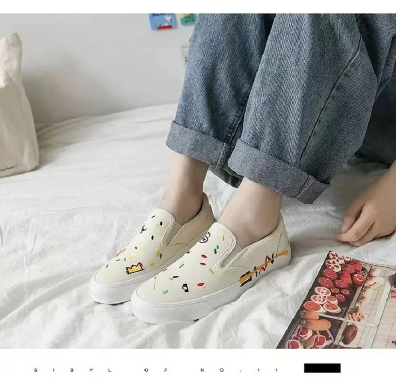 

Spring Autumn Fashion Casual Women Shoes Canvas Sneakers Lovers Espadrilles Ladies Graffiti Print Flat Sneakers zapatillas lona