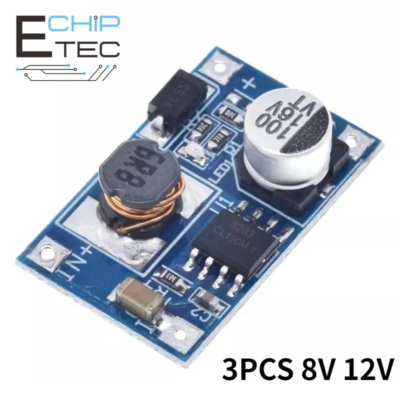 

Free shipping 3PCS 8W DC-DC 3V-6V to 12V 3A Step Up Module Power Supply Boost Module 3.7V Lithium Battery USB Charger Board