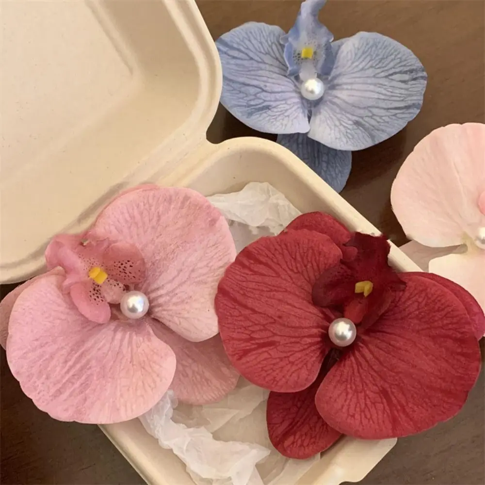 Phalaenopsis Pearl Hair Clip Orchid Butterfly Duckbill Styling Tools Bow Flower Clips Accessories
