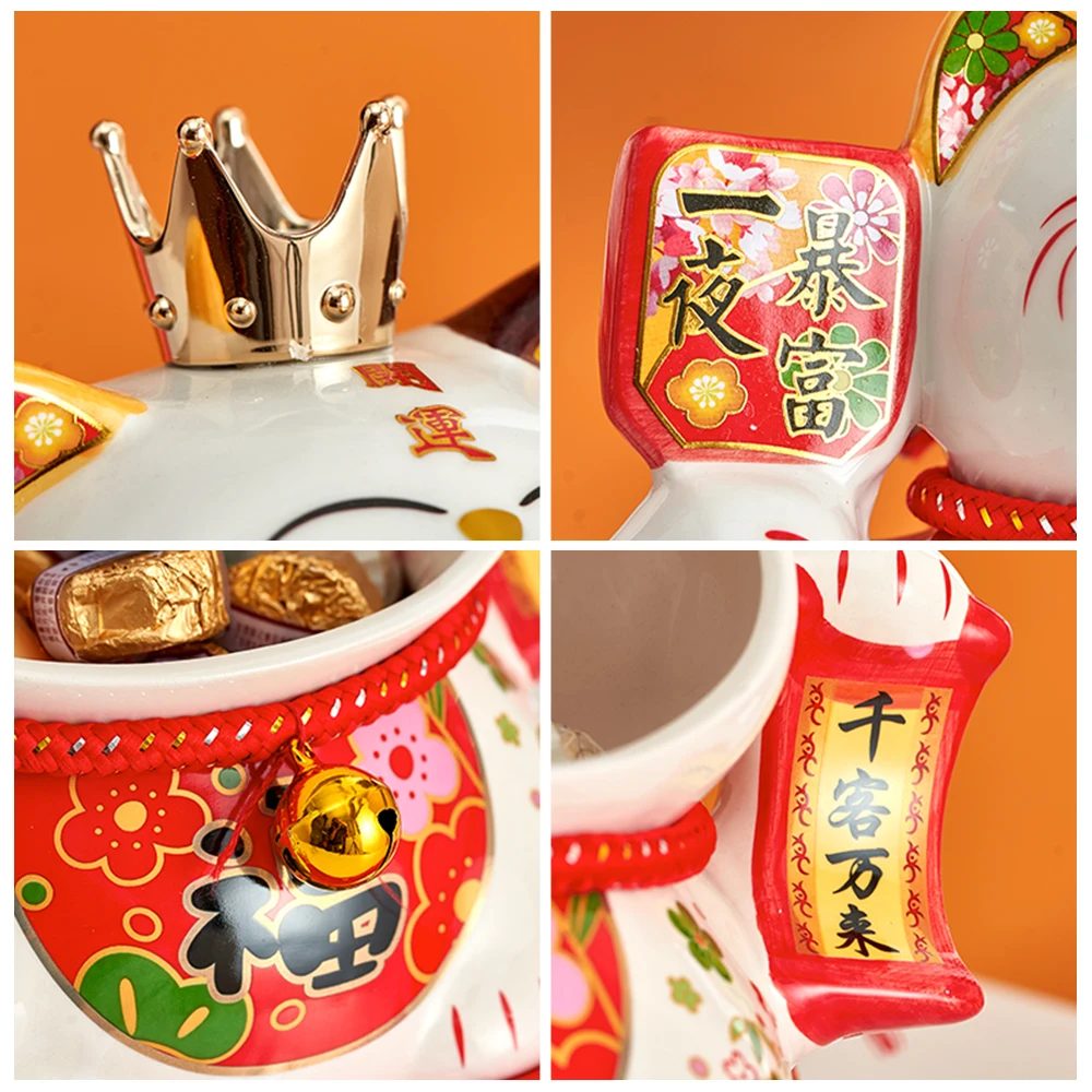 Милый домашний декор счастливая кошка керамический ящик для хранения коробка