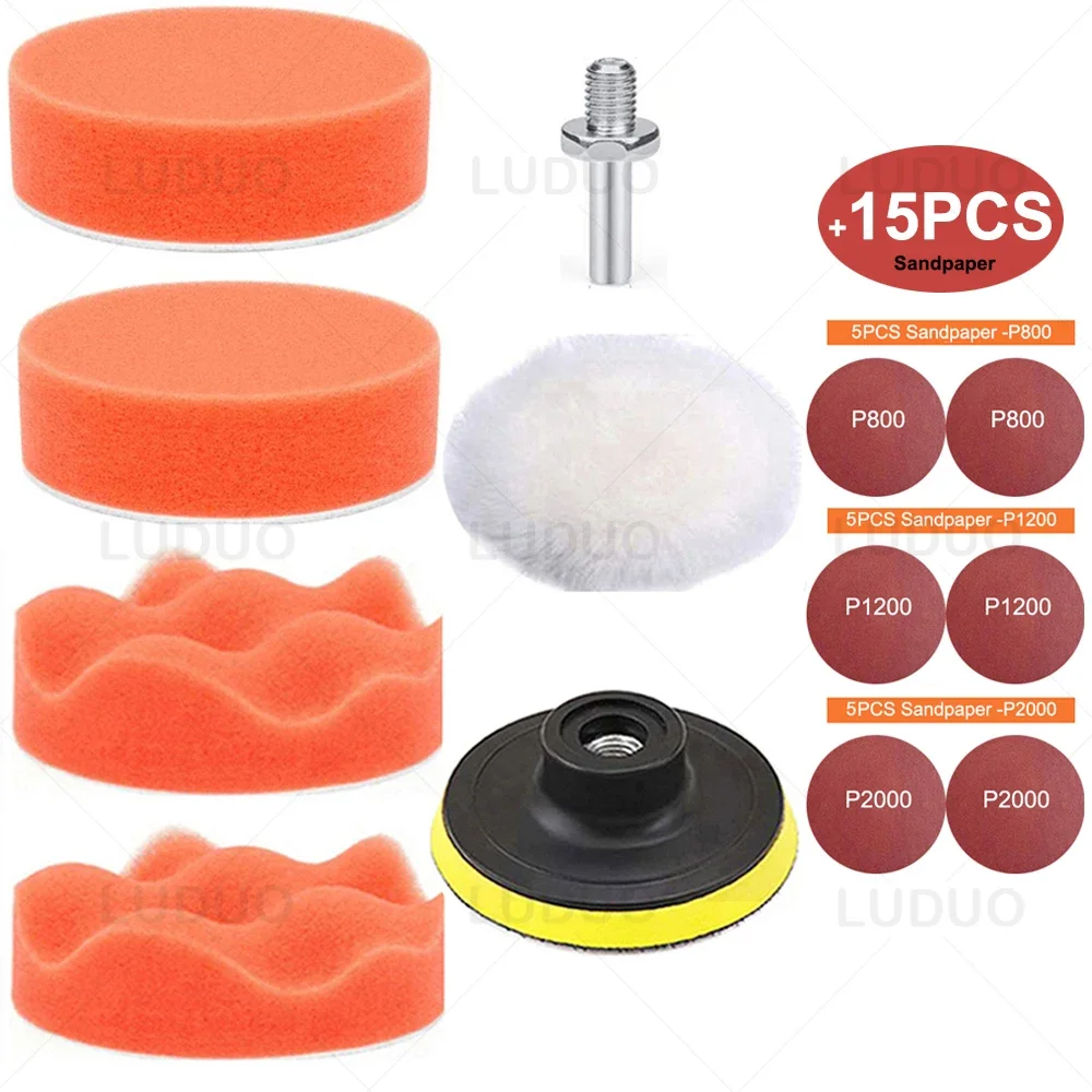 12 шт., набор губок для полировки автомобиля, полировка воском, полировка, наждачная бумага для ремонта фар, ремонт автомобильной краски, полировка колес