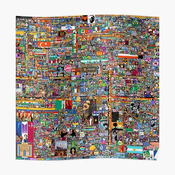 

Плакат R Place 2022 Ultra Hd Reddit Place Offic, художественная комната, современная живопись, Декор, роспись, винтажное украшение, принт, забавный, без рамки