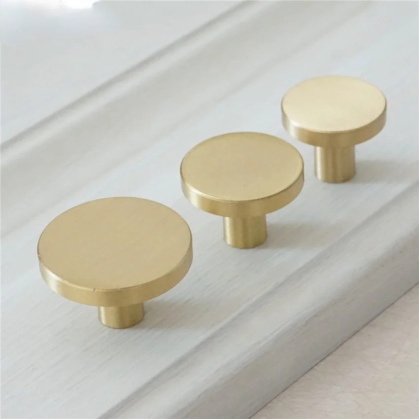 

Brass Furniture Handles Simple Cabinet Knob Dia 20mm 28mm Round Dresser Knobs Gold Desk Drawer Pulls Knob Kitchen Cupboard Knobs