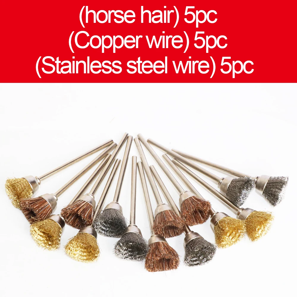 

Щетка из нержавеющей стали и латуни с хвостовиком 3 мм подходит для вращающегося инструмента Dremel, аксессуар для полировки