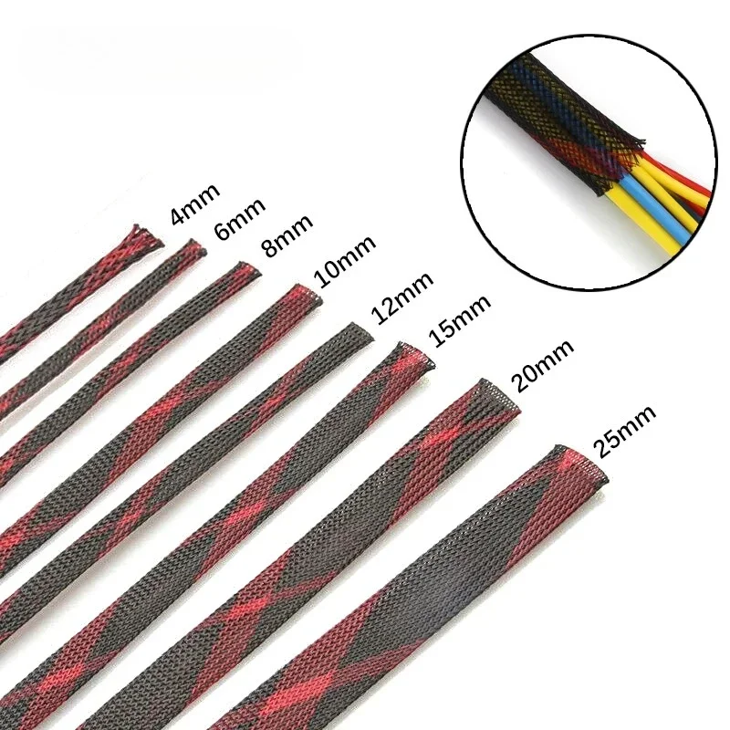 1/5/10/20/50/100 м расширяемая ПЭТ-кабельная муфта плетеная защитная оболочка изолированная оплетка 4/6/8/10/12/15/20/25 мм