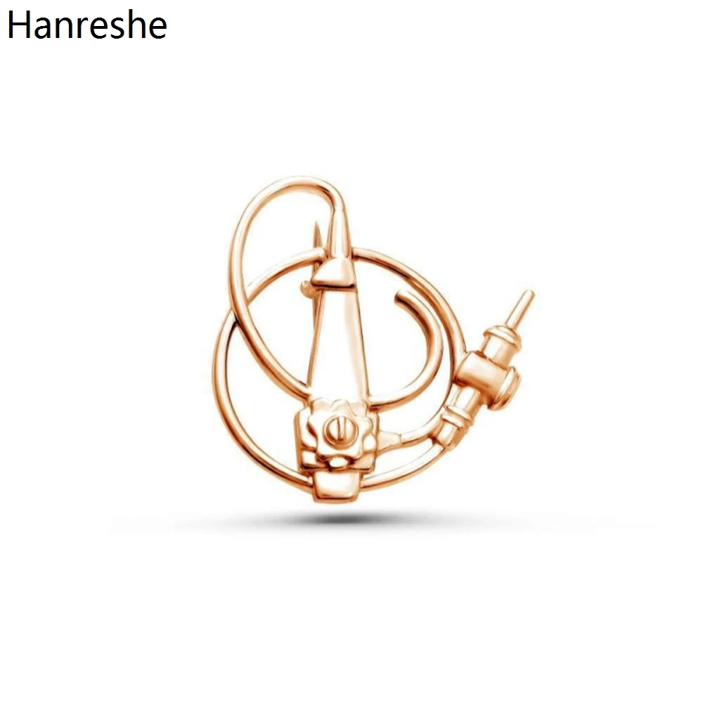 

Hanreshe Endoscope Medical Brooch Pins Gold Color Metal Quality Medicine Lapel Pins Jewelry Gift for Doctors Nurses