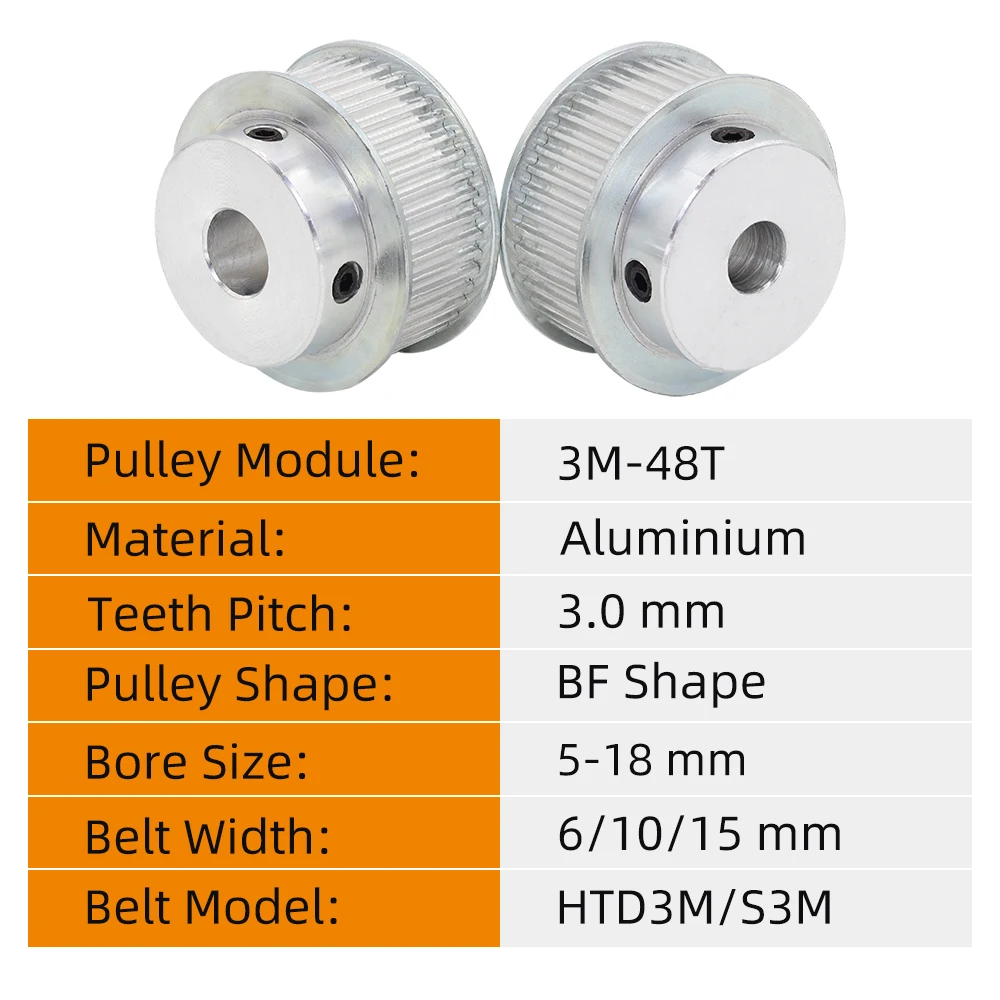 Синхронный шкив с 48 зубьями 3M шаг 3 0 мм круглый дуговой зубчатый диаметр 5-20 для