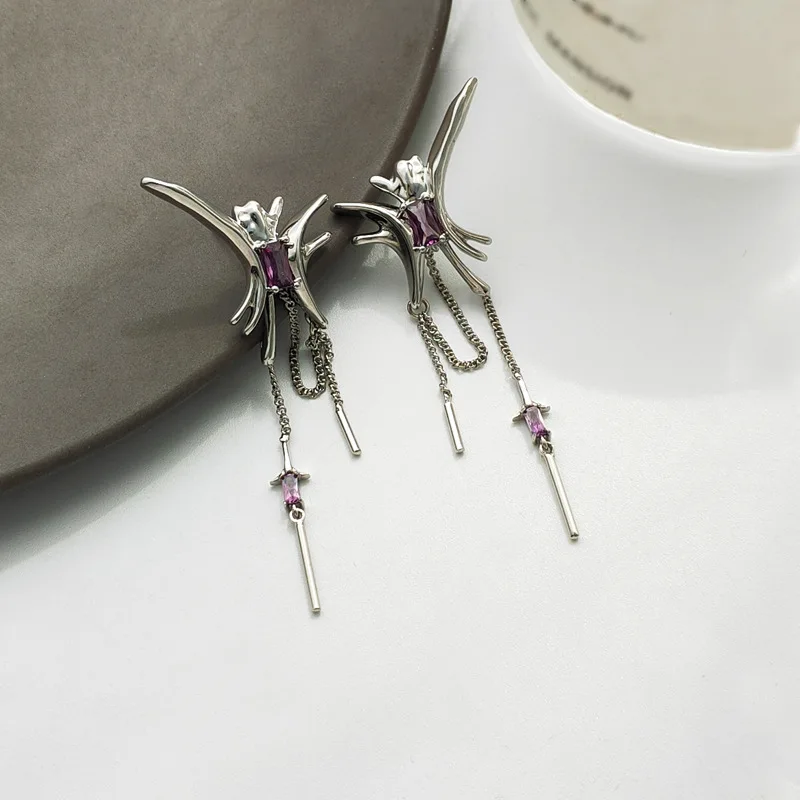 

Серьги-гвоздики с увеличенным дизайном, Сказочная Милая крутая фиолетовая фотография