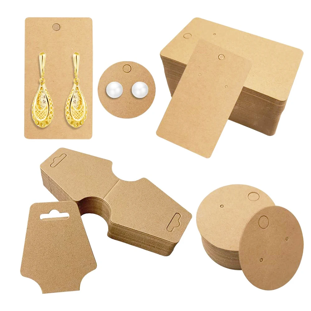 

50pcs/lot Jewelry Packing Card Kraft Paper Cards for DIY Necklace Bracelet Earring Hairclips Display Card Retail Price Tag Label