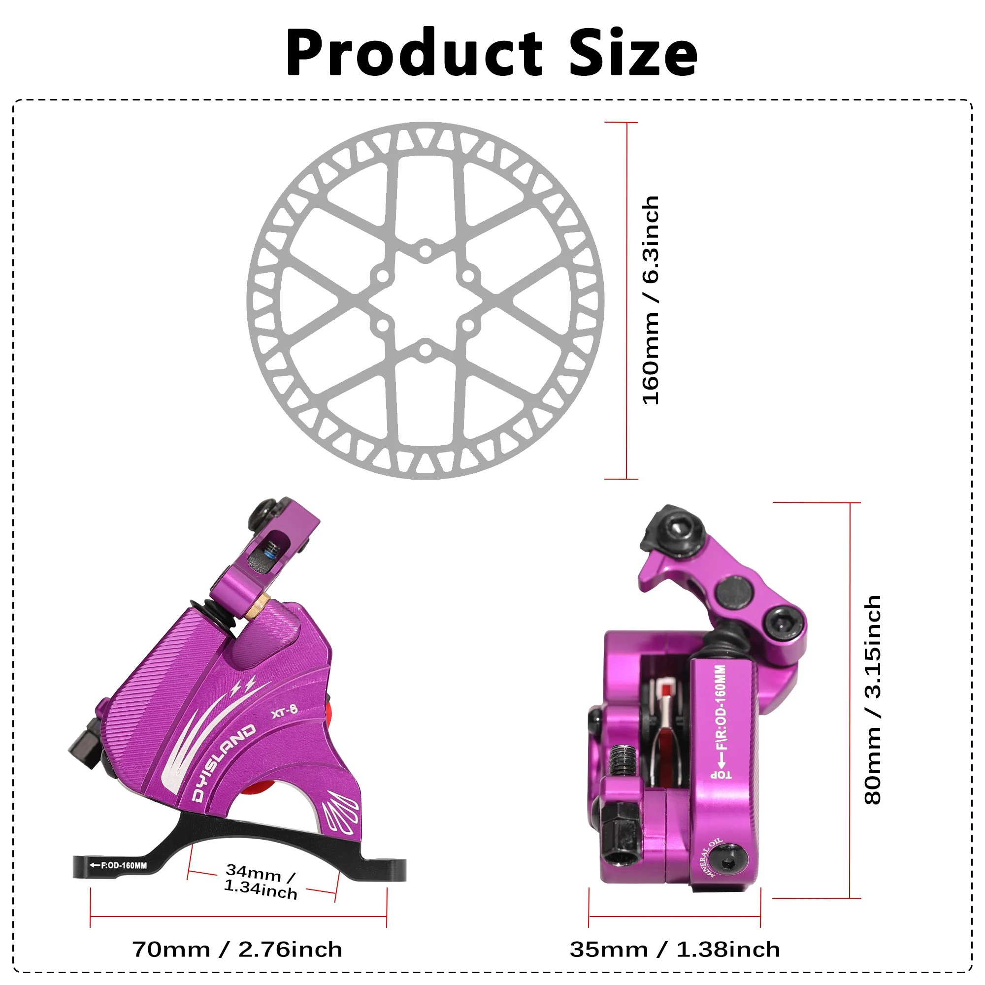 DYISLAND XT-8 2-поршневой комплект гидравлических дисковых тормозов для шоссейного