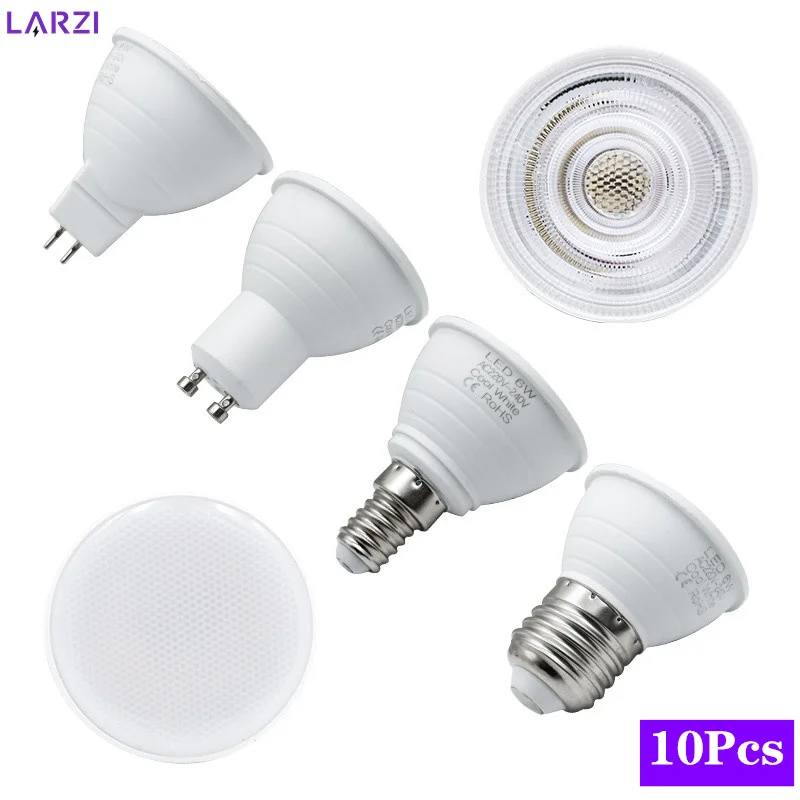 10pcs/lot LED Bulb E27 E14 MR16 GU10 GU5.3 Lampada 6W AC 220V 24/120 Degree Bombillas LED Lamp Spotlight Lampara LED Spot Light