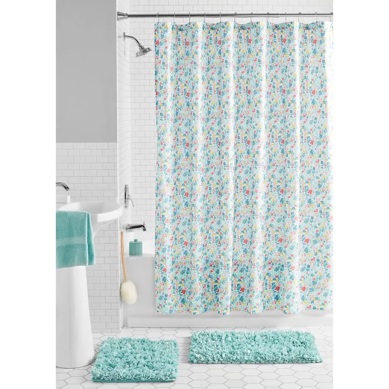 

Ditsy Multi-color Floral Polyester 15-Piece Shower Curtain Bath Set