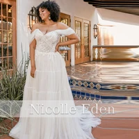 nicolle eden customized wedding dress 2022 princess floor length sweetheart button romantic lace applique robe de soir%c3%a9e vestido