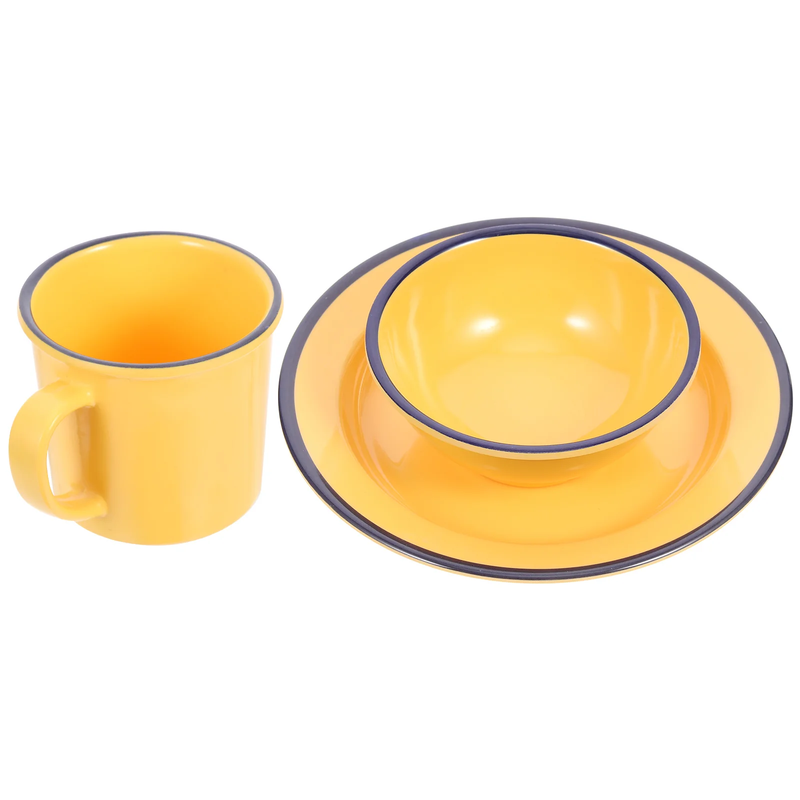 

Dish Cup Set Matte Dinnerware Ceramic Coffee Mugs Plate Bowl Sets Melamine 1 Person Soup Plates Bowls Enamelware Suite Camping