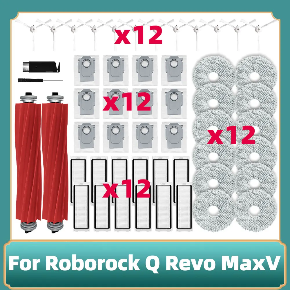 Фото Швабра Roborock Q Revo MaxV / Q Revo Pro / Q Revo S, основная боковая щетка, тряпка, фильтр НЕРА, пылесборник, аксессуары, запчасти №1