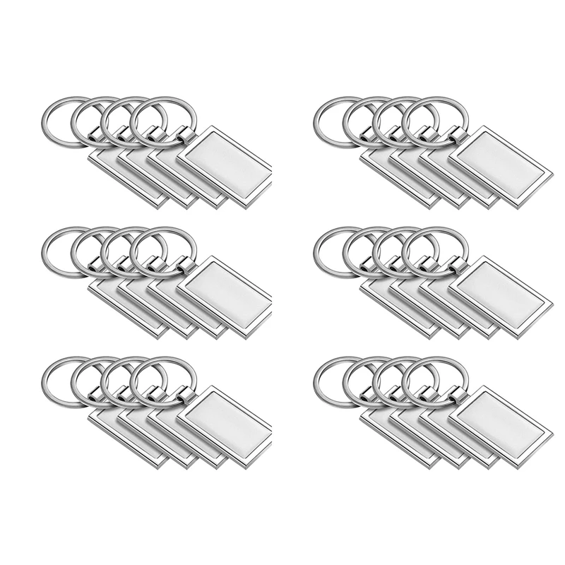 

24 Pieces Sublimation Blank Keychain Rectangle Metal Heat Transfer Keychain Blank Key Rings For DIY Crafts Supplies