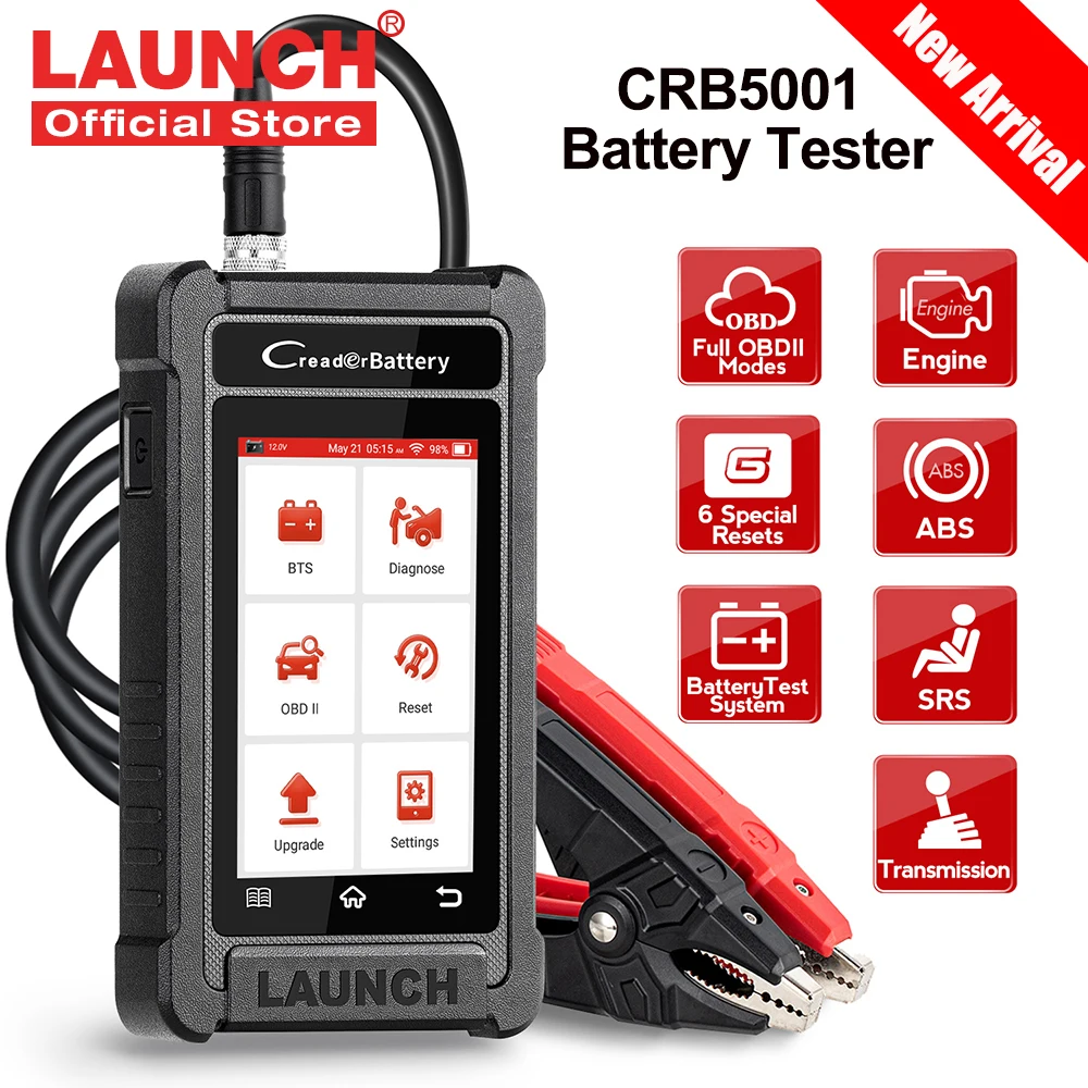 

LAUNCH X431 CRB5001 OBD2 12V Car Battery Tester Auto ENG ABS SRS AT Diagnostic Tools OIL BMS TPMS 6 Reset Free Update pk BST360