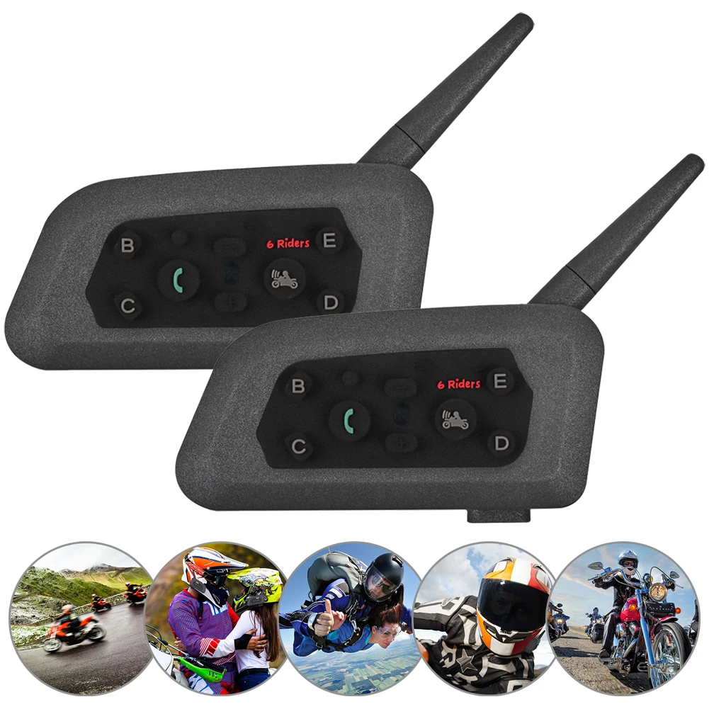 

Teleheer V6 PRO Bluetooth Intercom Headset With 1200M BT Interphone Communicator Waterproof Motorcycle Cycling Helmet Headset