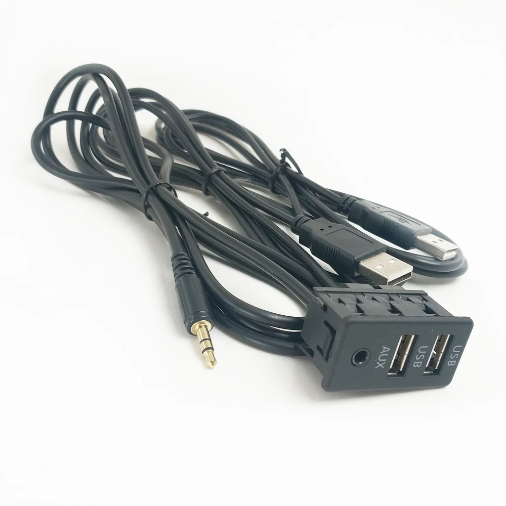 

150CM DUAL USB AUX External Wiring Refit Wire for Volkswagen Golf Touran Polo For Toyota BMW Stereo Extend Adapter