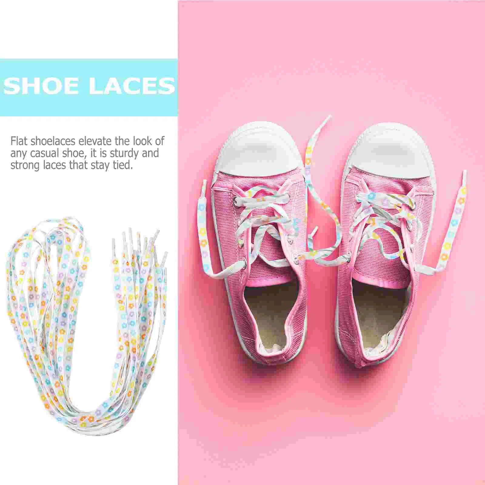 4 Pairs Rope Laces Running Shoe Laces Stretchy Laces Flower Shoelaces Shoe Laces Sneakers Flower Laces Flat Rope Shoelaces